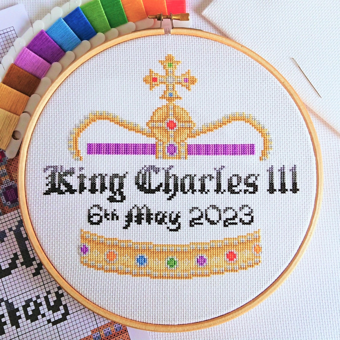 Free Cross Stitch Pattern: King Charles III Coronation Crown