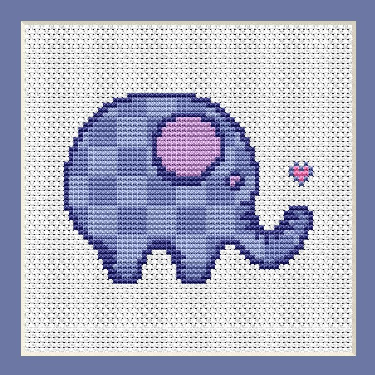 Free Cross Stitch Pattern: Mini Purple Elephant