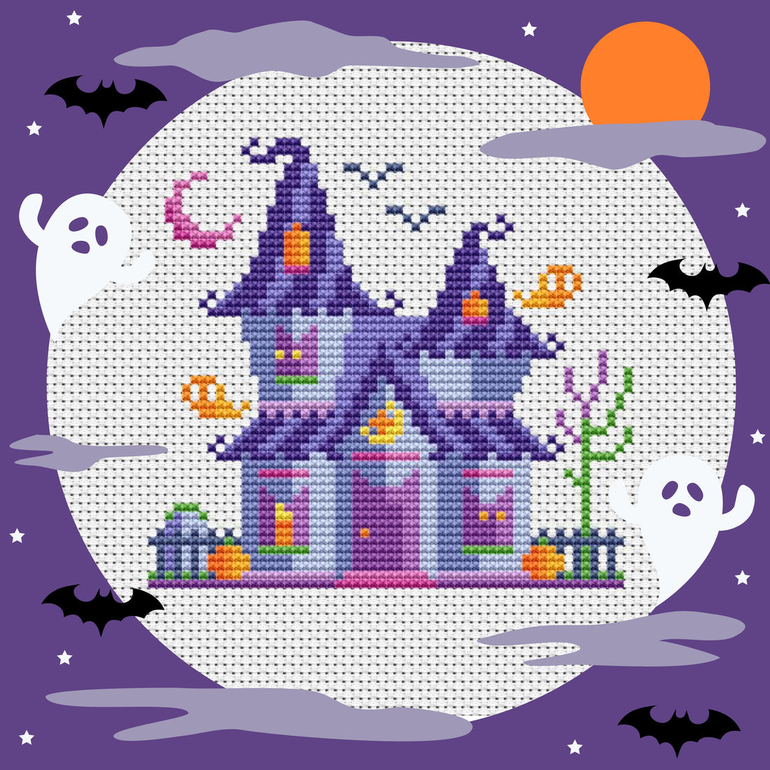 Free Cross Stitch Chart: Haunted House