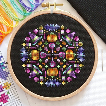 Free Mini Halloween Mandala Cross Stitch Chart – The World in Stitches