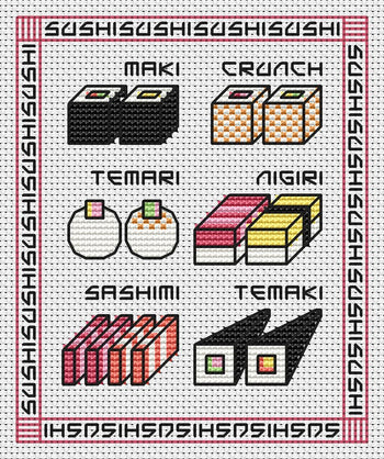 Free Sushi Cross Stitch Chart – The World in Stitches