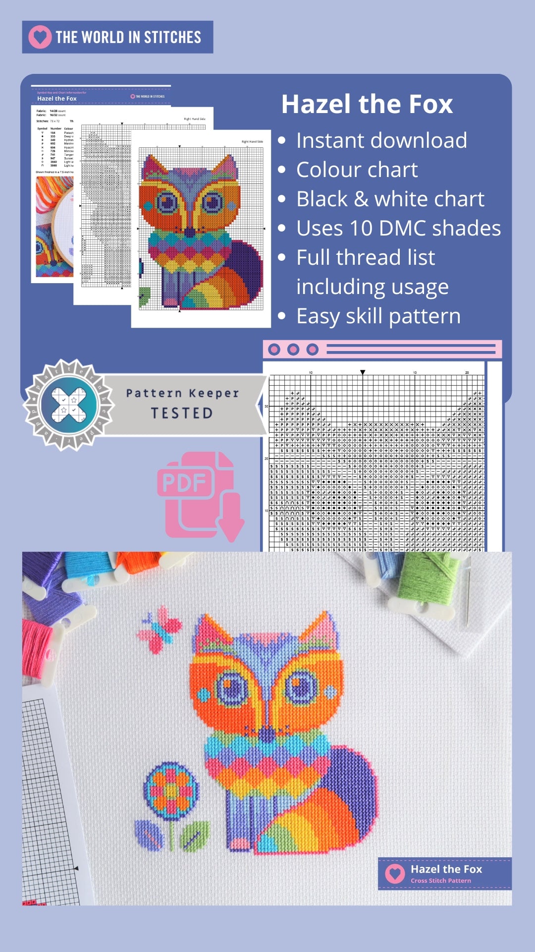 PDF Pattern for Hazel the Fox – The World in Stitches