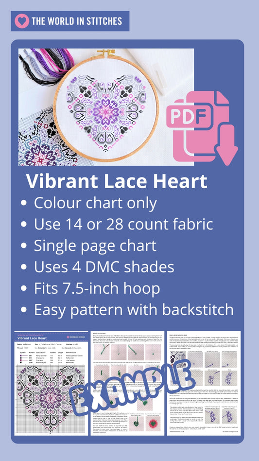 PDF Pattern for Vibrant Lace Heart
