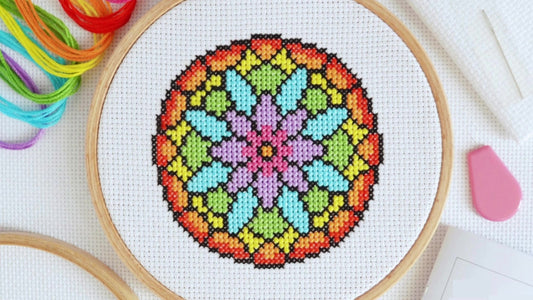 Cross Stitch Kit for Beginners ~ Rainbow Mandala – The World in Stitches