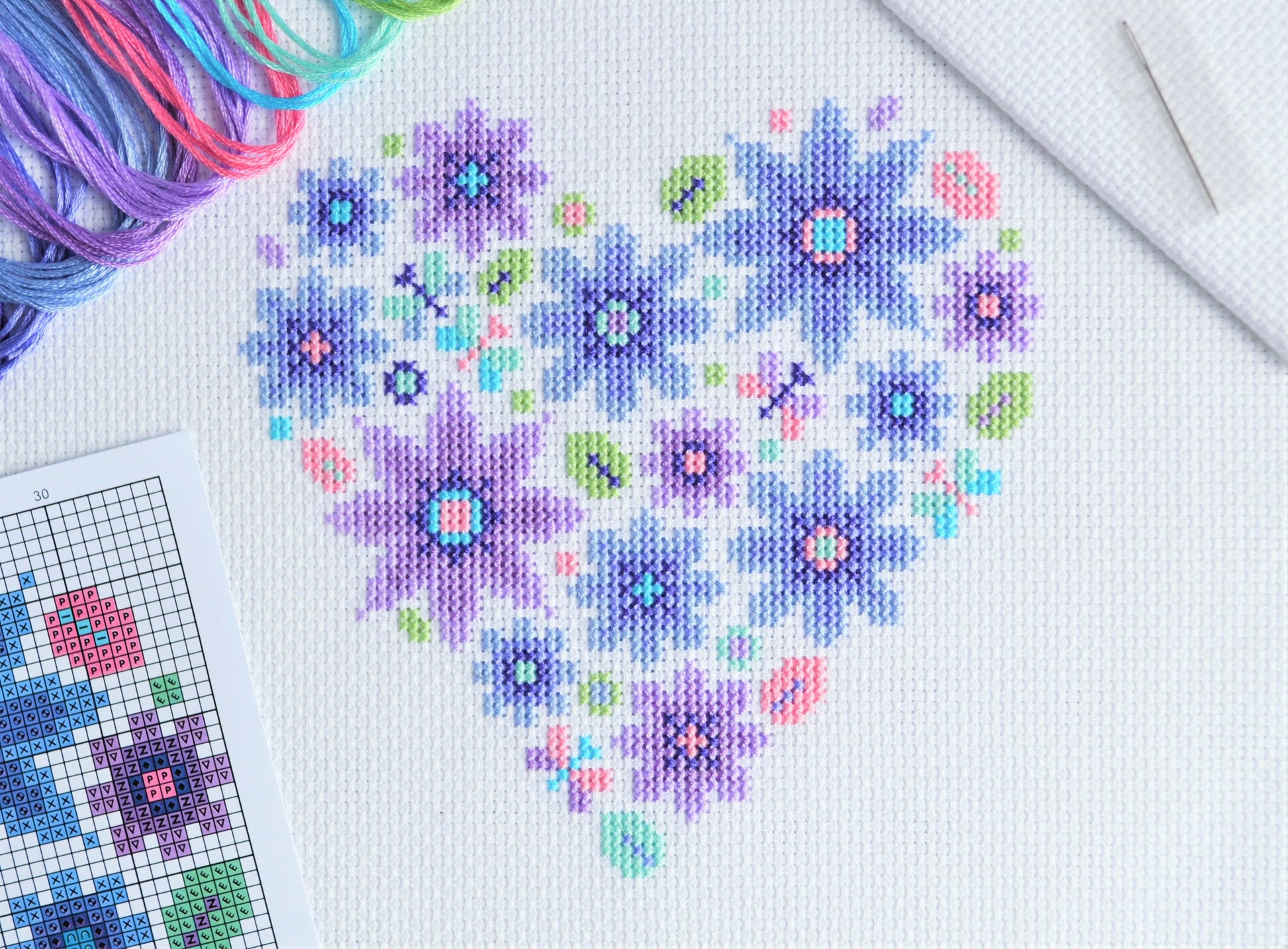 Mini Floral Heart Cross Stitch Kit – The World in Stitches