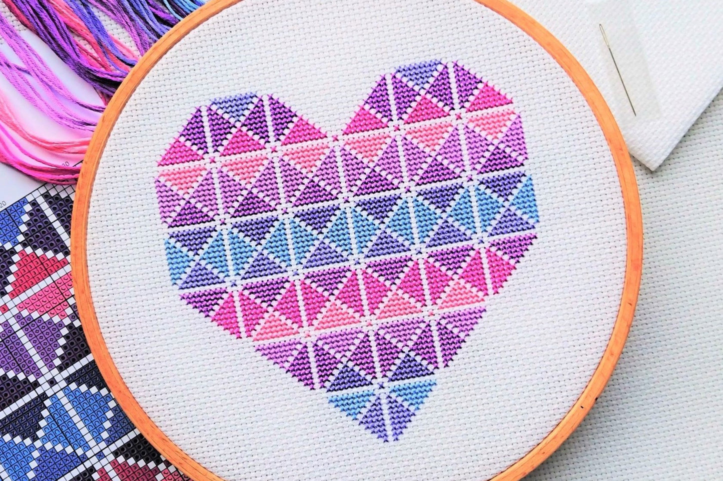 PDF Pattern for Purple Geometric Heart – The World in Stitches